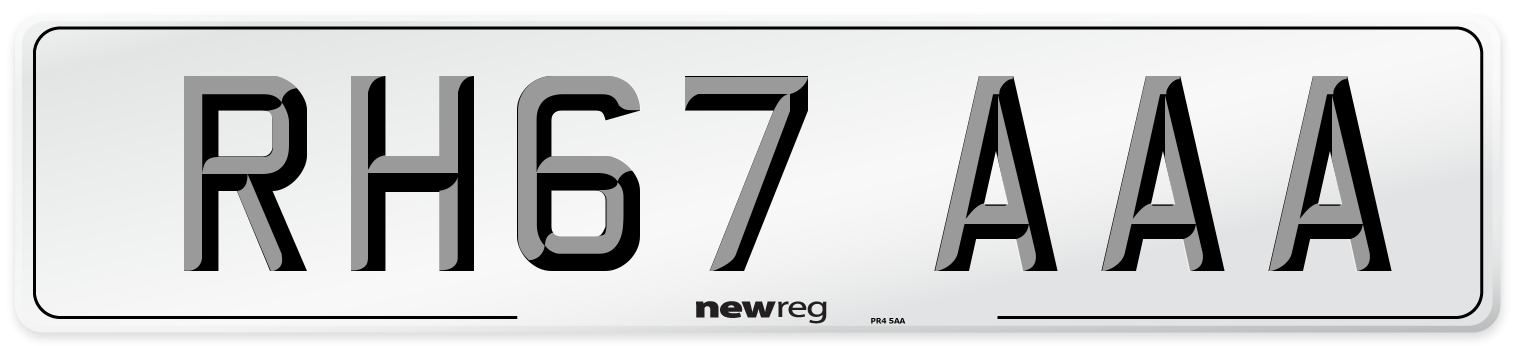 RH67 AAA Number Plate from New Reg